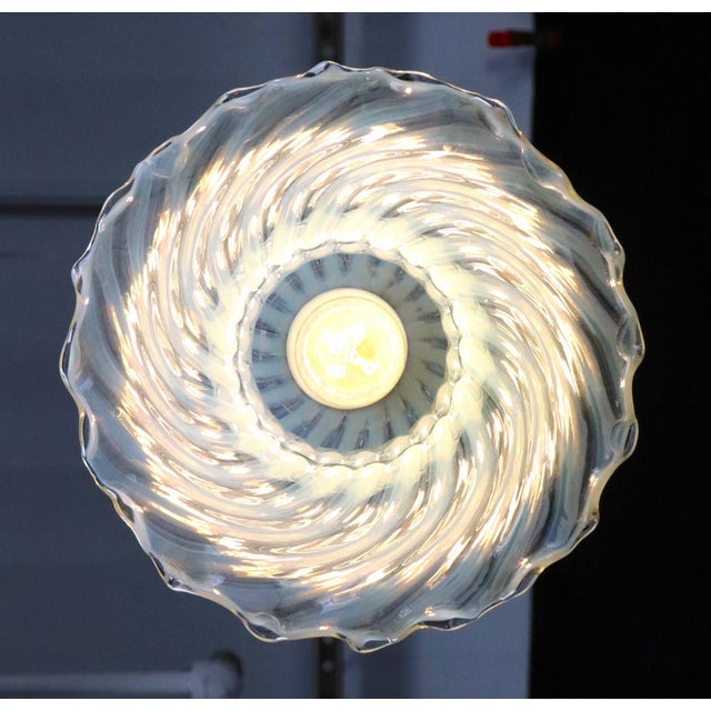 Transparent Mid 20th Century Art Nouveau Swirl Opal Glass Pendant Light For Sale - Image 8 of 10