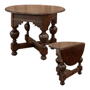 19th Century Dutch Drop Leaf Table ~ Demilune Console