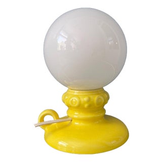 Yellow Ceramic Table Lamp with Glass Shade, West Germany For Sale