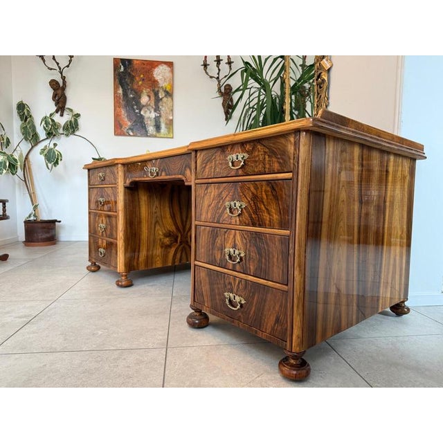 Large Biedermeier Desk with Leather For Sale - Image 6 of 18