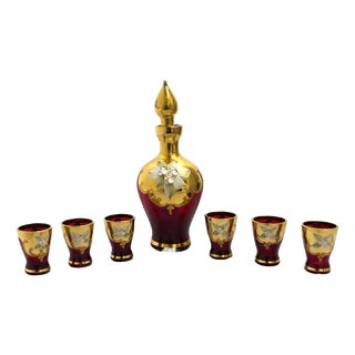 Vintage Murano Glass Liquor Service, 1980s, Set of 7 For Sale