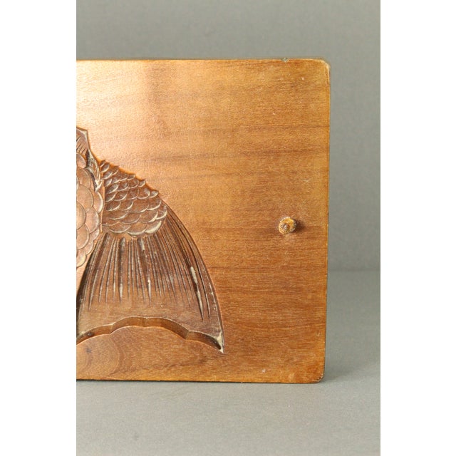 Wood Early 20th C. Japan Hand Carved Koi Fish Mold Kashigata for Sweet Cakes Wagashi For Sale - Image 7 of 18
