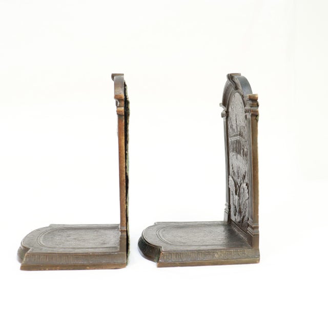 Late 20th Century Vintage Bronze George Washington & Mount Vernon Bookends by f.r. Woodward For Sale - Image 5 of 9