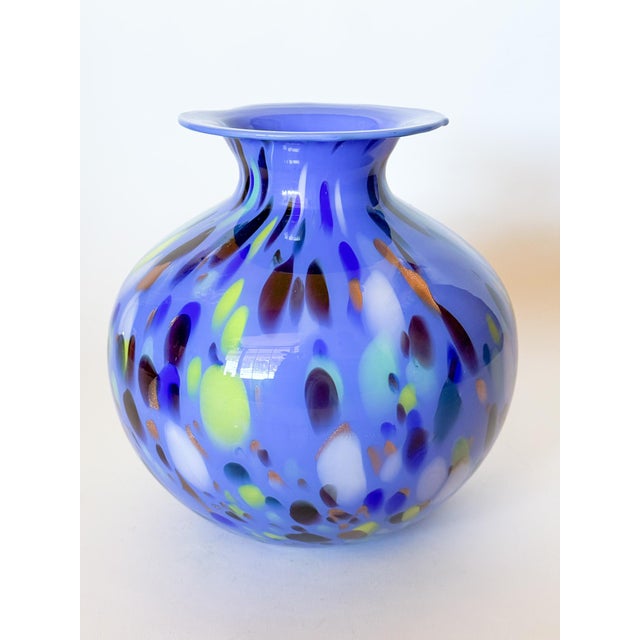 Mid-Century Modern Mid Century Studio Azzurra Maestri Vetrai Italy Mouth Blown Art Glass Vase For Sale - Image 3 of 8