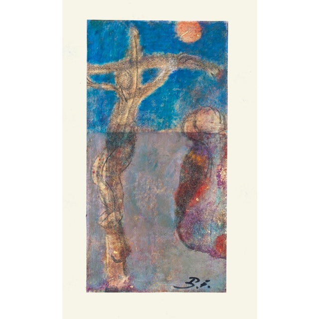 Crucifixion is an original artwork in mixed media -pencil and oil pastel- on cardboard realized by an Anonymous artist of...