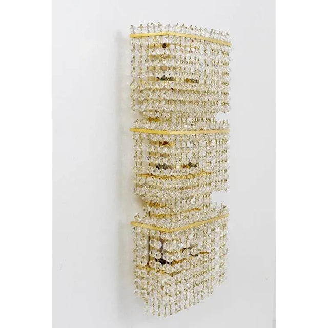Large Square Gold-Plated Crystal and Brass Sconce by Lobmeyr, Austria, 1970s For Sale - Image 6 of 11