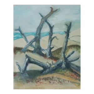 Driftwood on the Beach, Mid Century Coastal Landscape by Genevieve Rogers