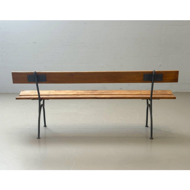 Garden Bench with Delicate Cast Iron Frame and Wooden Slats, 1950s For Sale - Image 10 of 16