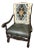 Antique 19th Century Hacienda Chair Reupholstered With Vintage Oaxaca Zapotec Tapestry and New Leather For Sale