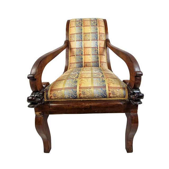Vintage Upholstered Walnut Armchair For Sale - Image 6 of 6