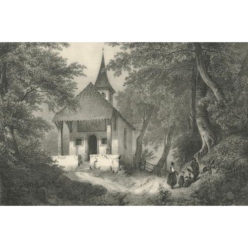 After Jules Louis Frédéric Villeneuve, Chapelle de Küsnacht, William Tell Scene, 1825, Lithograph For Sale - Image 4 of 9