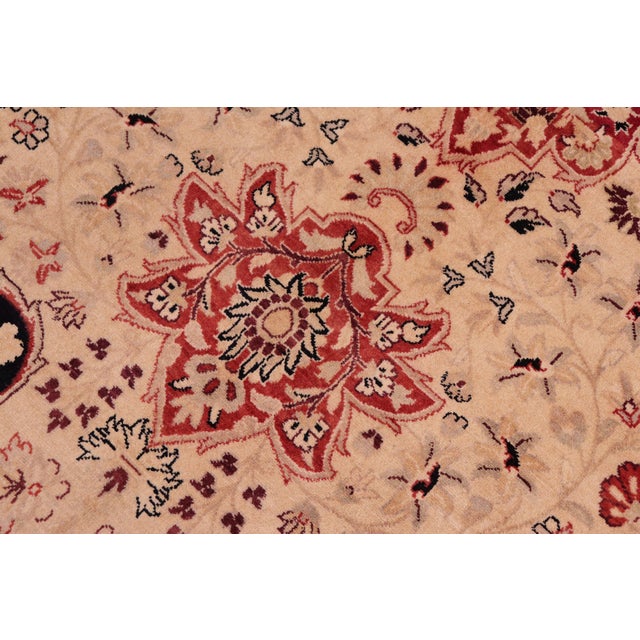 Art Nouveau Medallion 1990's Pak-Persian Tan/Red Wool Rug - 8'2'' X 10'7'' For Sale - Image 4 of 9