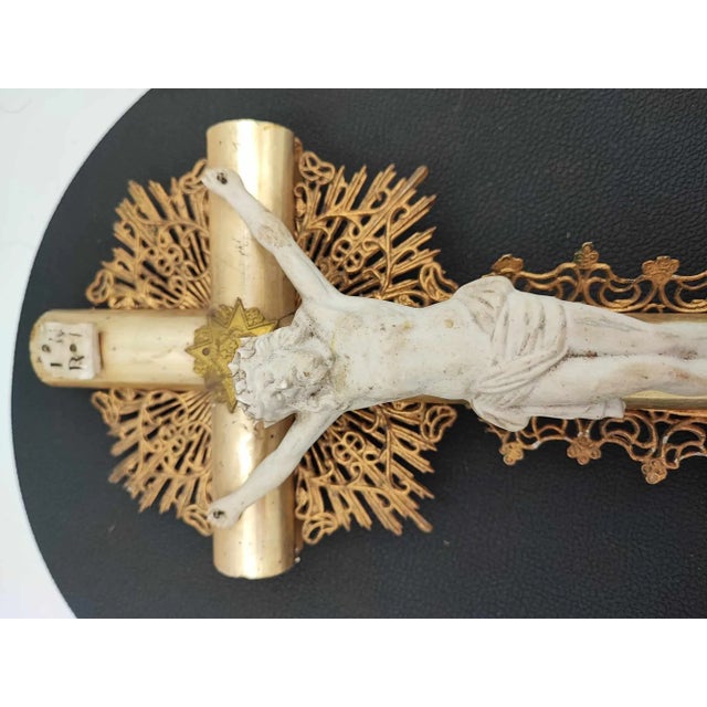 Art Nouveau Cross in Brass Lace For Sale - Image 3 of 9