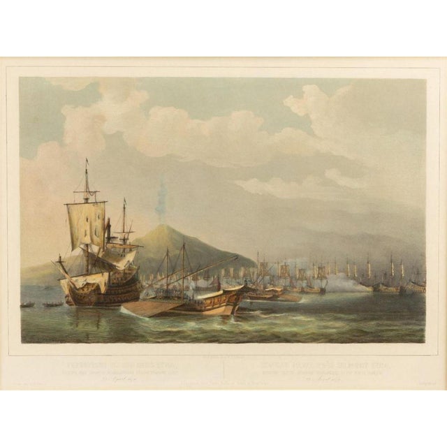 17th Century After Petrus Johannes Schotel, Naval Battle, Etna and Palermo Engagements of 1676, Lithographs, Set of 2, Framed For Sale - Image 5 of 9