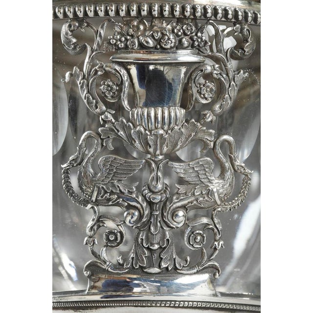 Early 19th Century French Restoration Era Silver and Crystal Candy Dish For Sale - Image 5 of 18