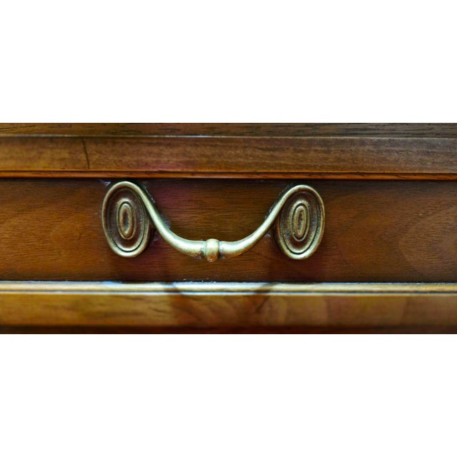 Drexel Vintage "By Drexel" Europa Walnut Nightstand | Dovetail Drawer + Original Brass Hardware For Sale - Image 4 of 8