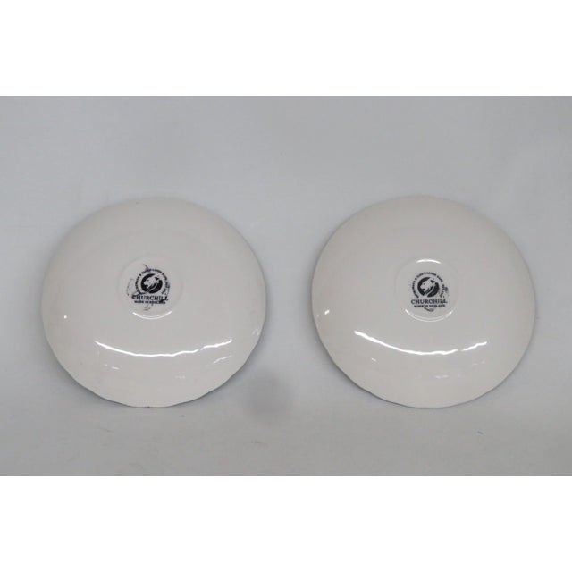 English Late 20th Century Churchill the Brook Blue White Dessert Plates Saucers 2pc Fine China Pair 4803b For Sale - Image 3 of 14
