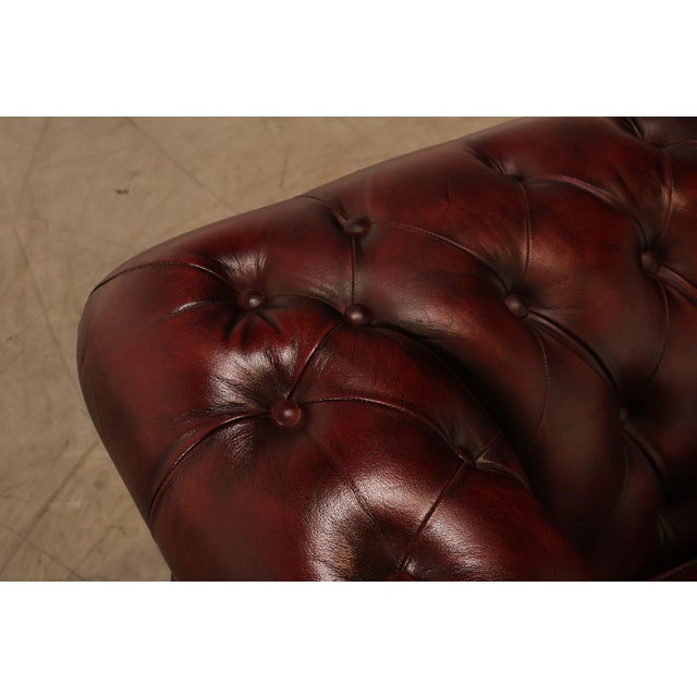 Chesterfield Style Oxford Red Tufted Leather Sofa For Sale - Image 13 of 18