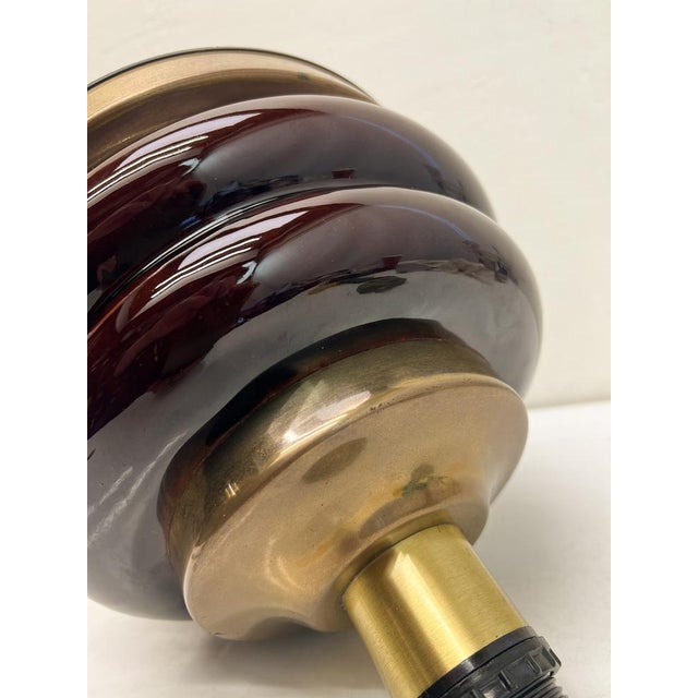 Brown Mid-Century Modern Double Bubble Brown Glass Table Lamp, Italy, 1970s For Sale - Image 8 of 11