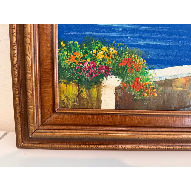 Impressionist Mediterranean Coastal Village Oil Painting Seascape Landscape, Italian Riviera For Sale - Image 3 of 6