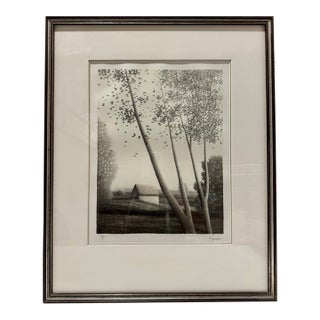 Late 20th Century Robert Kipniss Signed Ap Black & White Landscape Lithograph Framed For Sale