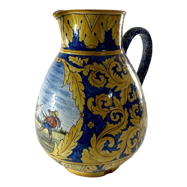 Large French Vintage Nevers Faience Pitcher. For Sale