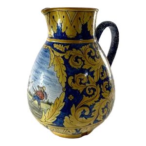 Large French Vintage Nevers Faience Pitcher.
