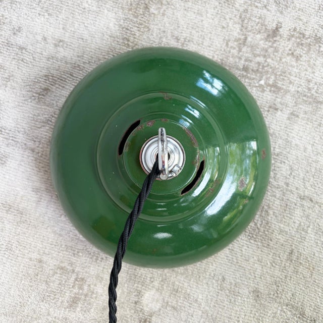 1950s Industrial Pendant Light in Green Enamel by Maxlume, 1950s For Sale - Image 5 of 7