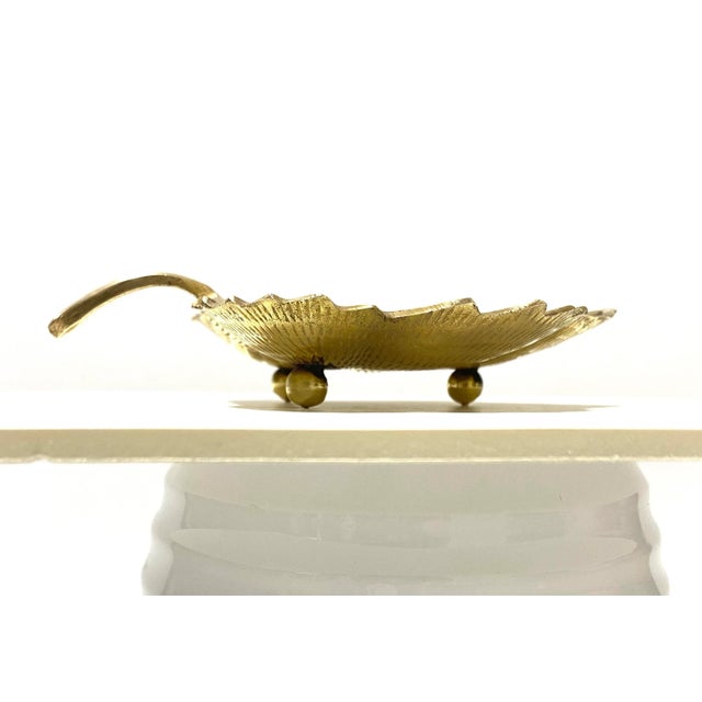 Mid-Century Modern Vintage Brass Maple Leaf Trinket Dish – Mid Century Brass Catchall For Sale - Image 3 of 4
