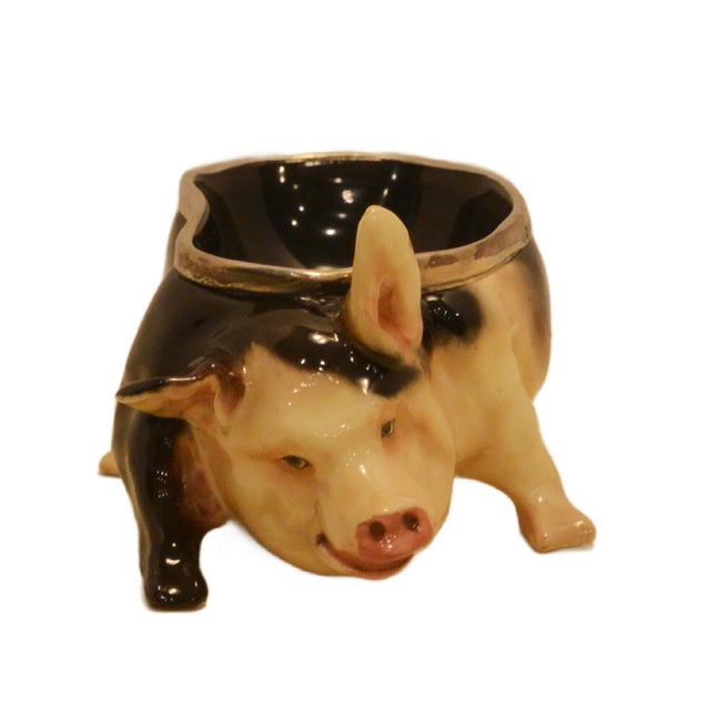 Art Deco 1920s Royal Doulton Sterling Silver-Mounted Pig Trinket Bowl For Sale - Image 3 of 10