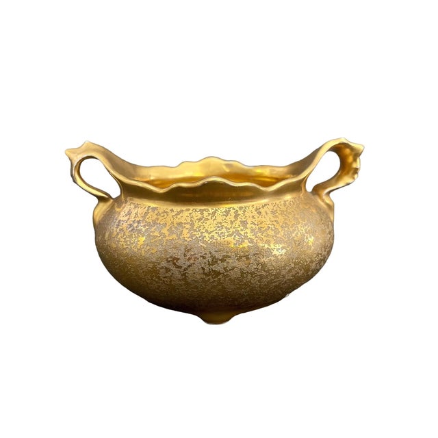 Antique Sugar Bowl by Fraunfelter Porcelain – 1920s Stouffer Studio Hand-Painted 24k Gold For Sale In Miami - Image 6 of 8