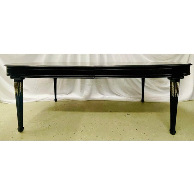 Maison Jansen Louis XVI Dining Table, Conference, Ebony, Bronze, French 1930s For Sale - Image 4 of 12