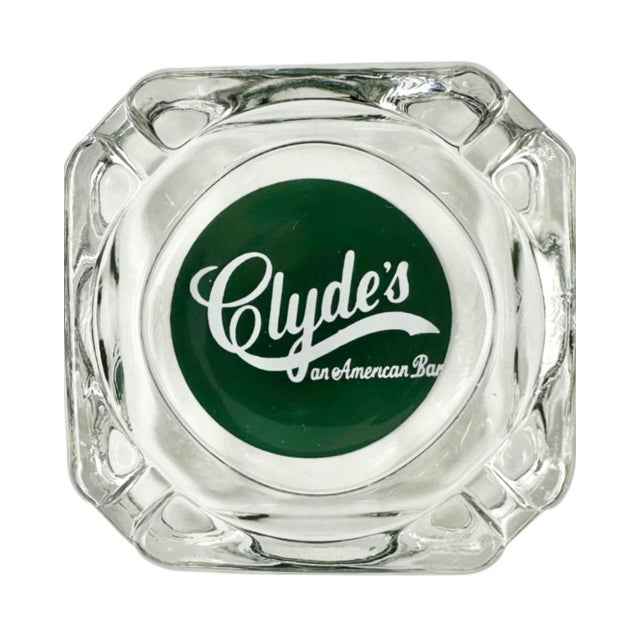 1970s Vintage Clyde's Restaurant Bar Washington, DC Glass Ashtray For Sale - Image 5 of 8