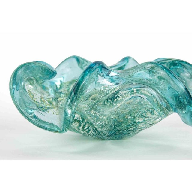 Vintage Turquoise Glass Bowl attributed to Barovier and Toso, 1950s For Sale - Image 4 of 6