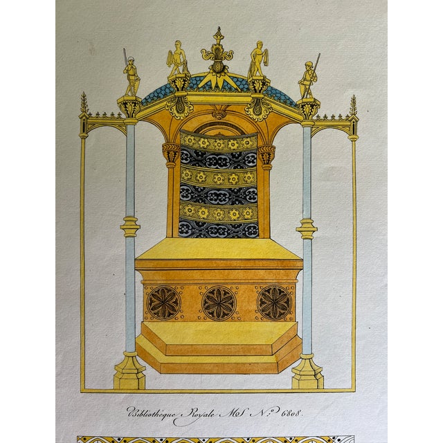 Illustration Mid 19th Century Etching Reproduction of a Throne From XVI Century by Nicolas Xavier Willemin For Sale - Image 3 of 5