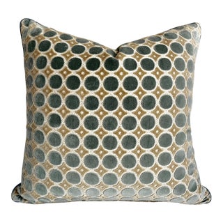 Custom Velvet Linen Pillow-Feather Insert-Leather Trim For Sale