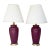 Vintage Sang De Boeuf Oxblood Glazed Ceramic and Brass Table Lamps With Shades - a Pair For Sale