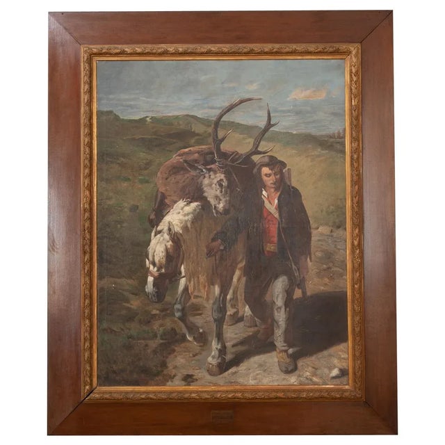 Late 19th Century “The Return of the Poacher” Oil on Canvas Painting by Emile David For Sale - Image 13 of 13