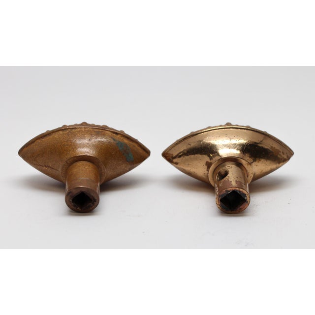 Early 20th Century Antique Norwalk Bronze Marquise Oval Door Knobs For Sale - Image 5 of 5
