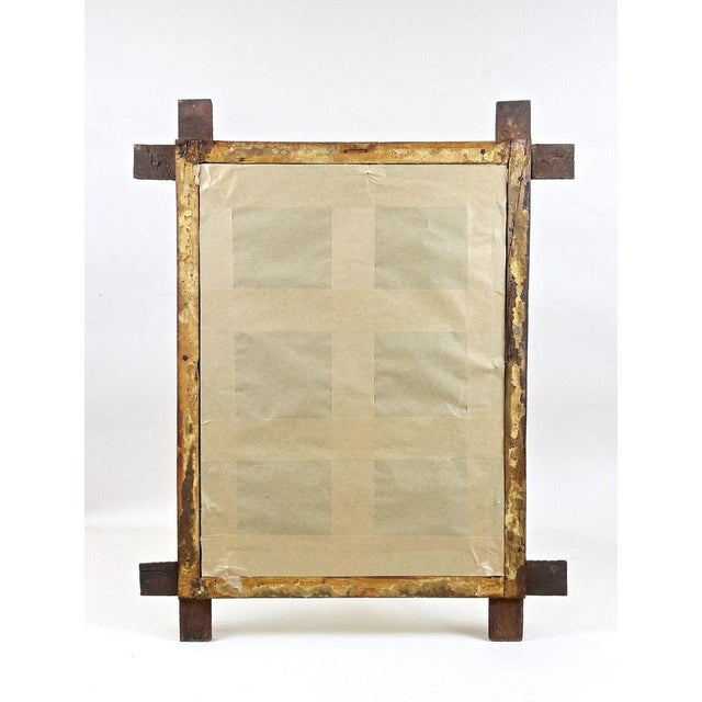 Tramp Art Rustic Wall Mirror in Hand Carved Basswood, Austria, 1860 For Sale - Image 15 of 16