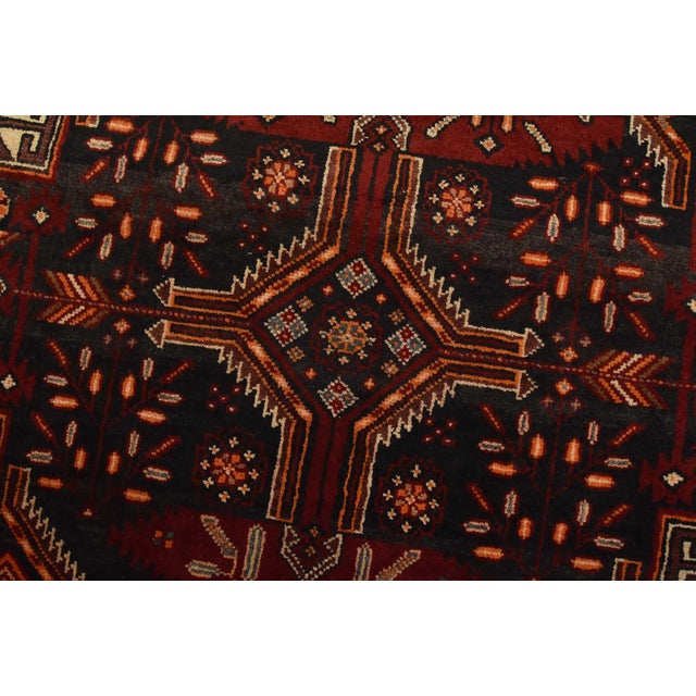Baloch Runner 3’5” X 8′ Black Wool Vintage Tribal Hand-Knotted Oriental Rug For Sale - Image 4 of 13