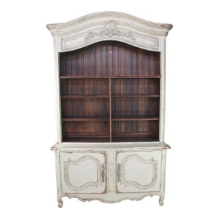 Late 20th Century Monumental Habersham Plantation Chic French Provincial Hutch China Cabinet 102" For Sale