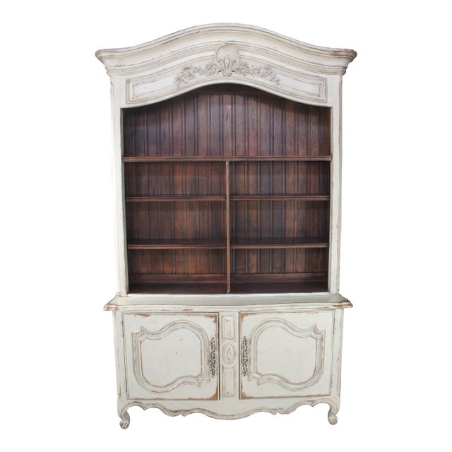 Late 20th Century Monumental Habersham Plantation Chic French Provincial Hutch China Cabinet 102" For Sale