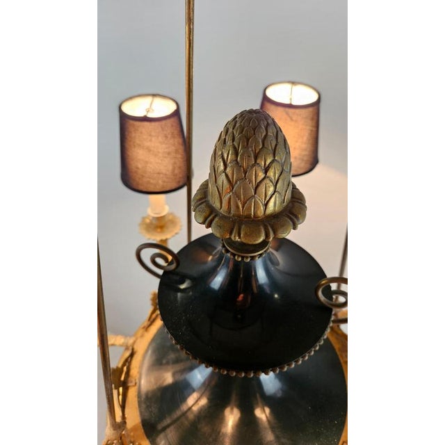 Large Italian Empire Style Chandelier with Tôle and Gilt Bronze Details, 1940s For Sale - Image 12 of 17