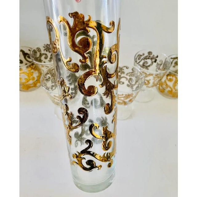 Mid-Century Modern 1960s Georges Briard Spanish Gold Scroll Barware, 7 Pieces For Sale - Image 3 of 7