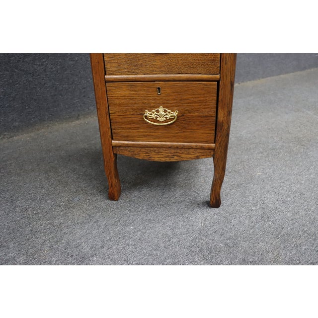 Rare Victorian Quarter Sawn Oak Lingerie Chest For Sale - Image 12 of 13