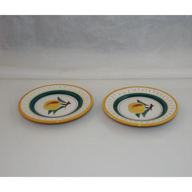 1940s Stangl Pottery Handcrafted Fruit Pattern Dessert Plates - Set of 2 For Sale In West Palm - Image 6 of 9