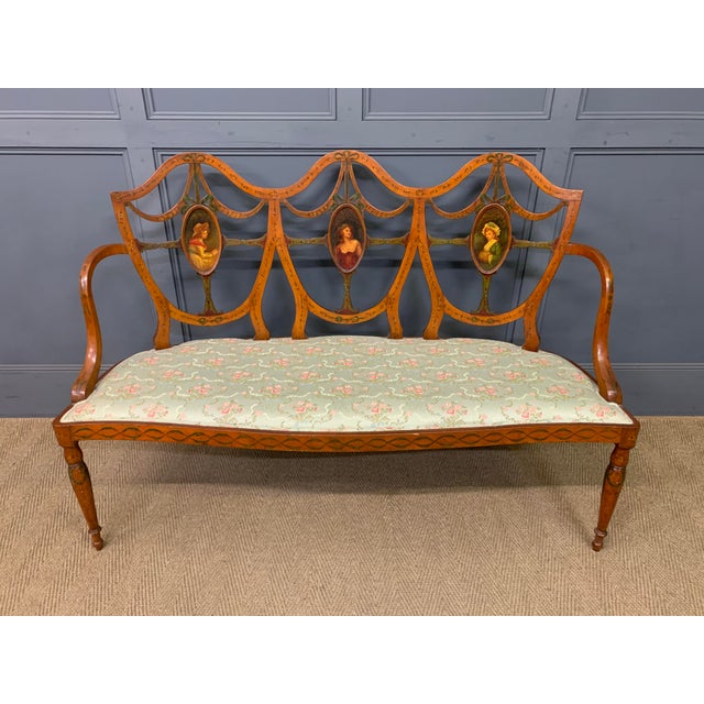 Painted Satinwood Settee, 1900 For Sale - Image 16 of 16