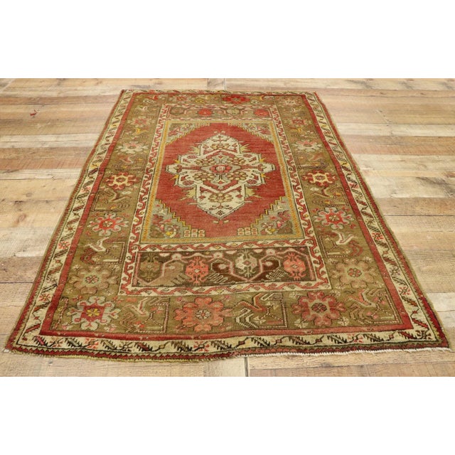 Terra Cotta Vintage Mid-Century Turkish Oushak Accent Rug - 3′6″ × 5′ For Sale - Image 8 of 9