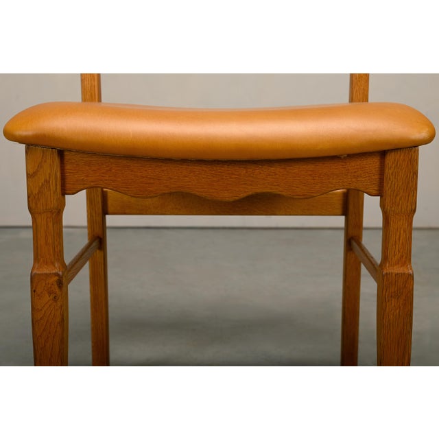 Razorblade Style Dining Chairs in Oak and Leather by Henning Kjærnulf, Denmark, 1960s, Set of 7 For Sale - Image 18 of 18